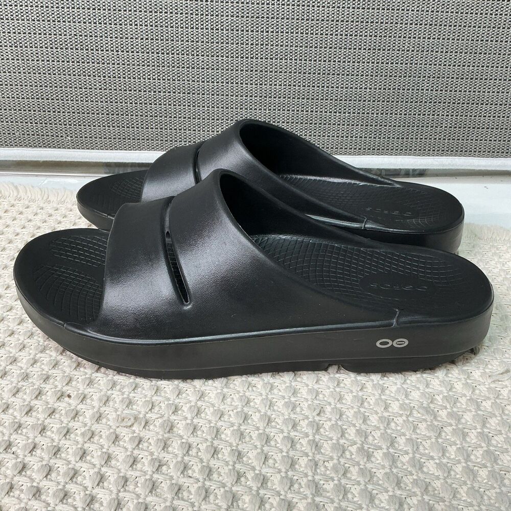 OOFOS Slides Ooahh Black Comfort Orthopedic Recovery Sandals Men’s Size 10 /W12